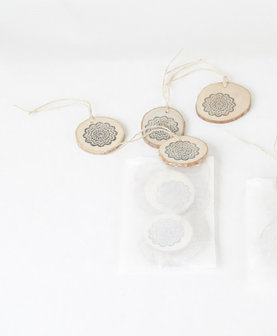 RESCUED! - WoodSlice set of 4 with lace