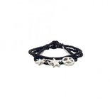 Lisbeth Dahl Copenhagen - Armband Zwart leer met wit & zilver