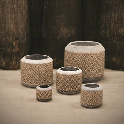 PTMD - Shane cream ceramic round Pot s