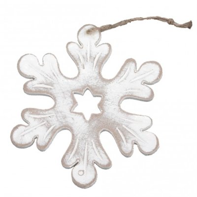 PTMD - xmas Frosty grey wooden hanger star