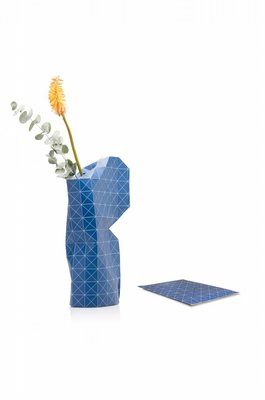 Pepe Heykoop - Paper Vase Cover Large - Grid Blue