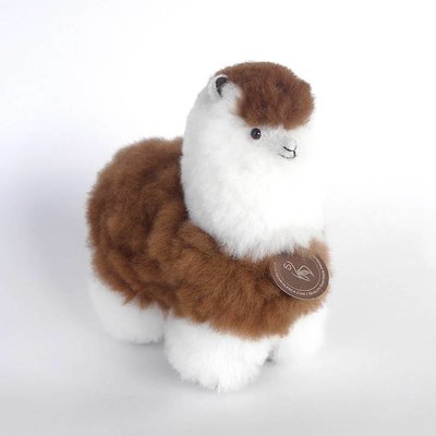 Inkari - Alpaca zachte knuffel Bruin / wit Small