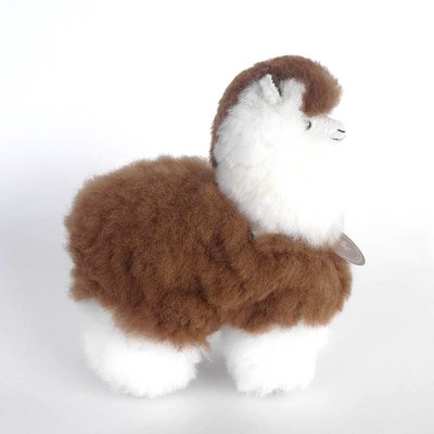 Inkari - Alpaca zachte knuffel Bruin / wit Small