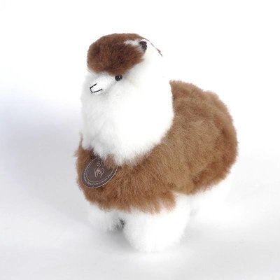 Inkari - Alpaca zachte knuffel Bruin / wit Small