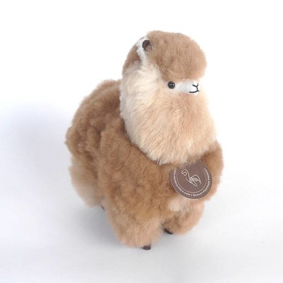 Inkari - Alpaca zachte knuffel Lichtbruin / bruin Small