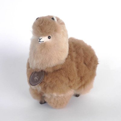 Inkari - Alpaca zachte knuffel Lichtbruin / bruin Small