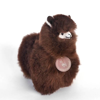 Inkari - Alpaca zachte knuffel Donkerbruin Small