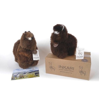 Inkari - Alpaca zachte knuffel Donkerbruin Small