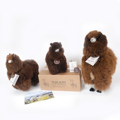 Inkari - Alpaca zachte knuffel Donkerbruin Small