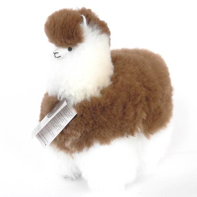 Inkari - Alpaca zachte knuffel Bruin / wit Medium