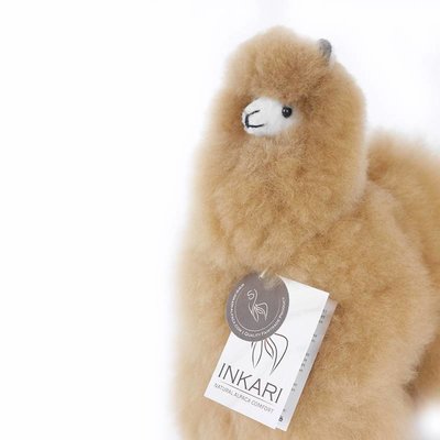 Inkari - Alpaca zachte knuffel Lichtbruin Medium