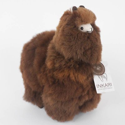 Inkari - Alpaca zachte knuffel Donkerbruin Medium