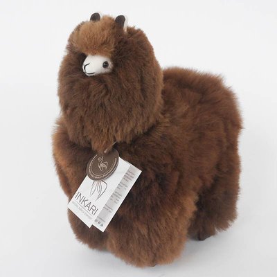 Inkari - Alpaca zachte knuffel Donkerbruin Medium