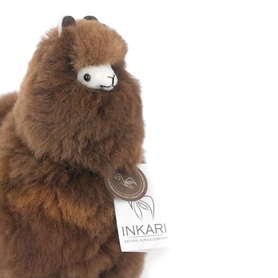 Inkari - Alpaca zachte knuffel Donkerbruin Medium
