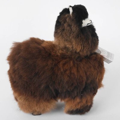 Inkari - Alpaca zachte knuffel Donkerbruin / zwart Medium