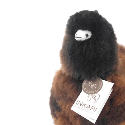 Inkari - Alpaca zachte knuffel Donkerbruin / zwart Medium