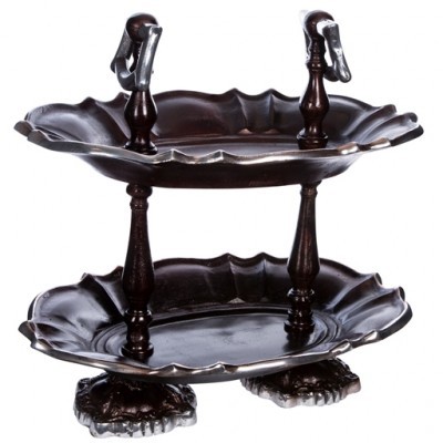 PTMD - Aluminium Twotone Brown etagere 2 layers oval