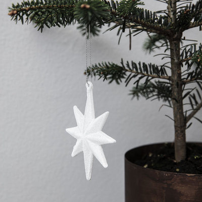 House Doctor - Ornament Stern Weiß mit Glitter